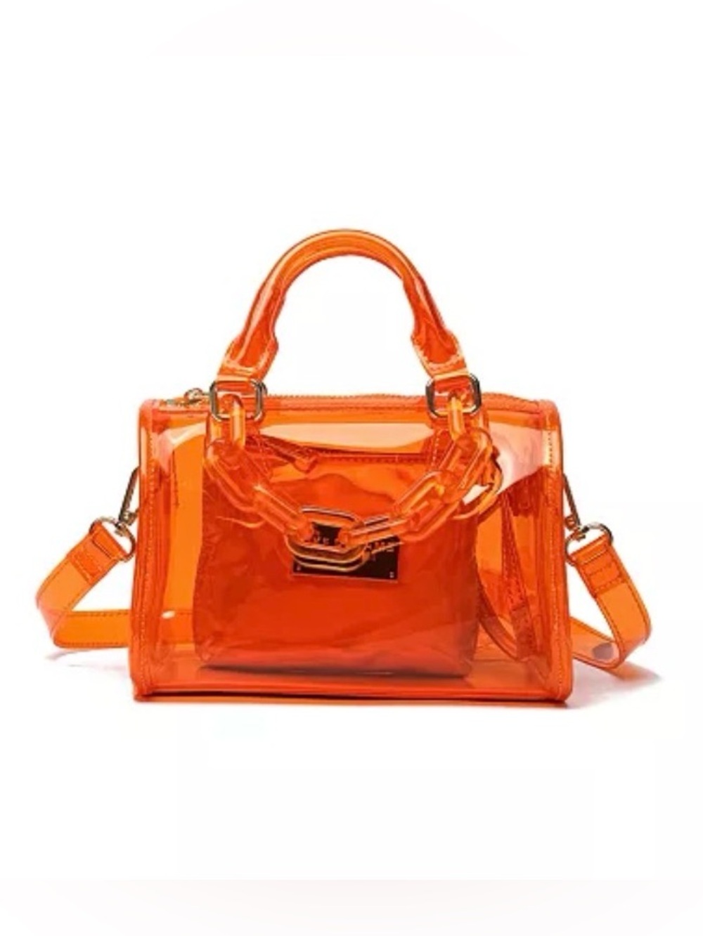 Orange Clear Satchel Bag - Women